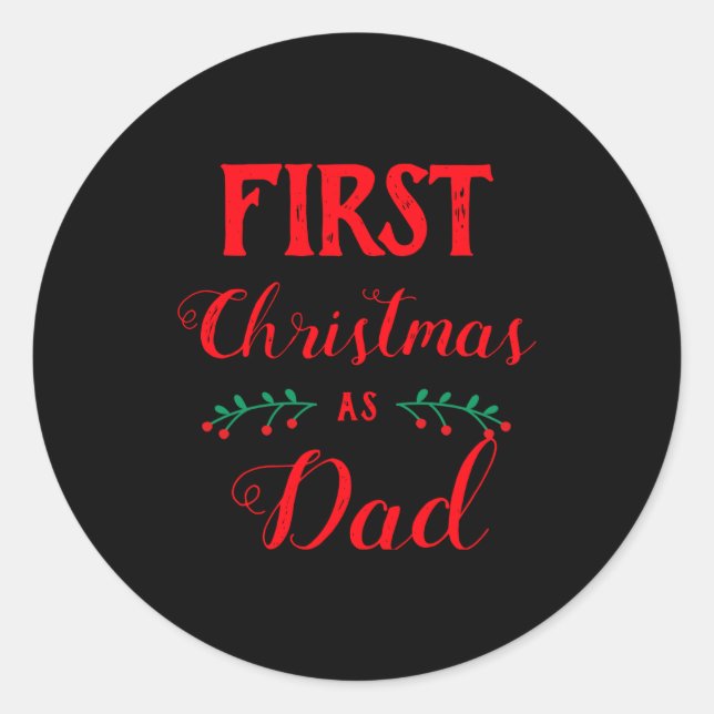 Sticker Rond First Christmas As Dad Family Matching Red Text  (Devant)