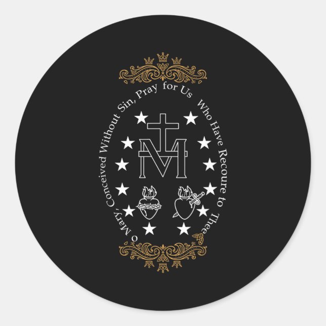 Sticker Rond First Communion Catholic O Mary For Boy Girl Kids  (Devant)