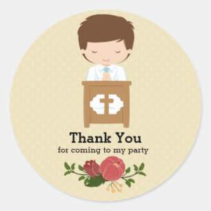 Sticker Rond First Holy Communion boy * choisir la couleur arri
