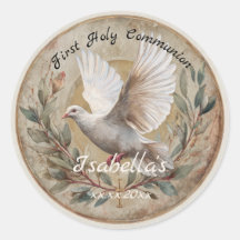 First Holy Communion Dove Vintage Christian Theme