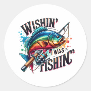 Sticker Rond Fisher Gig Souhaitant Que Je Pêche