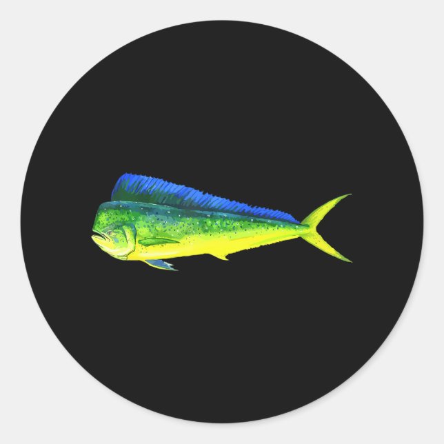 Sticker Rond Fishing Mahi Fish Mahi Mahi Fishing Lover (Devant)