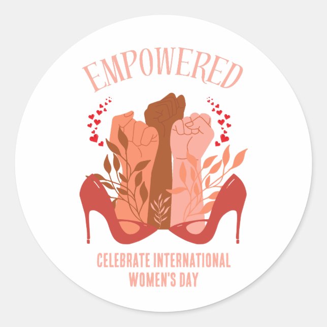 Sticker Rond Fists Stiletto, Journée internationale de la femme (Devant)