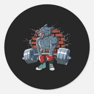 Sticker Rond Fitness Alpha Wolf Faire Deadlift entraînement
