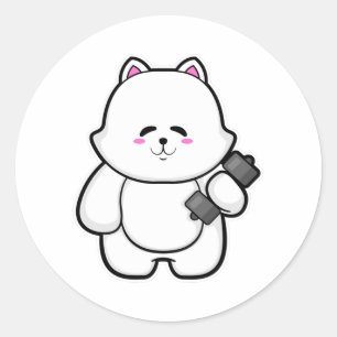 Sticker Rond Fitness au chat avec Dumbbell
