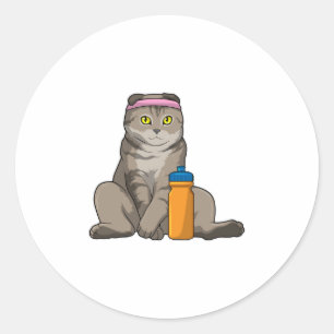 Sticker Rond Fitness Chat Boire de la tasse