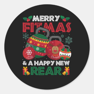 Sticker Rond Fitness Noël Joyeux Fitmas Et Un Bon Nouveau Rea