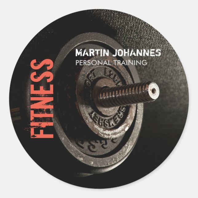 Sticker Rond Fitness Personal Trainer Bodybuilding Modern Sharp (Devant)