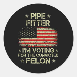 Sticker Rond Fitter Je vote pour le condamné Felon Funny Tr