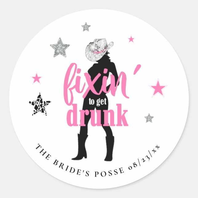 Sticker Rond Fixin' The Posse Disco Bachelorette ID925 (Devant)