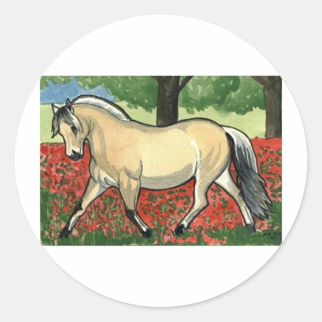 Sticker Rond Fjord HORSE DE Norvège (Devant)