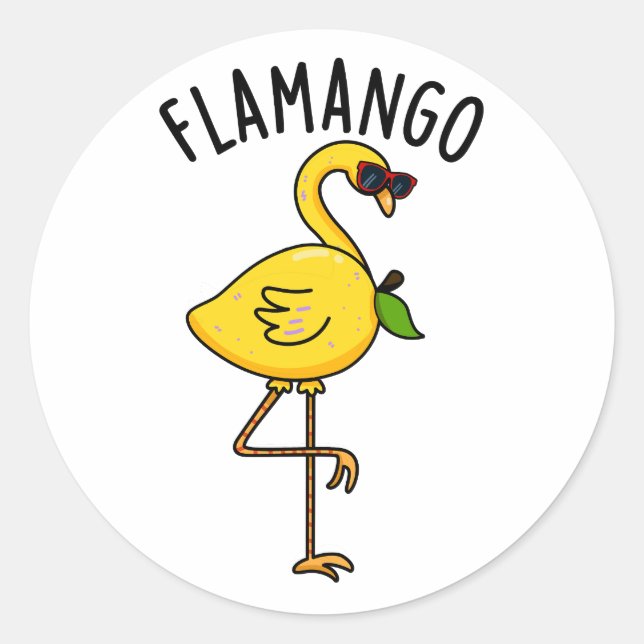 Sticker Rond Fla-mangue Funny Flamant rose Pun (Devant)
