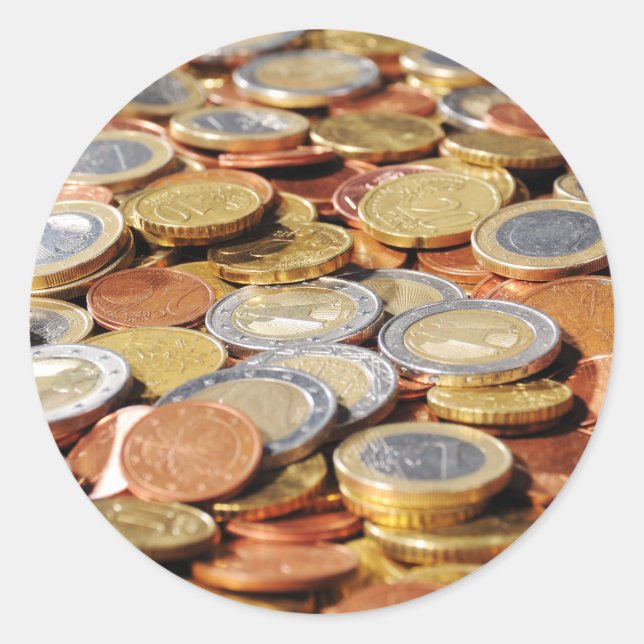 Sticker Rond Fläche aus Euromünzen (Devant)