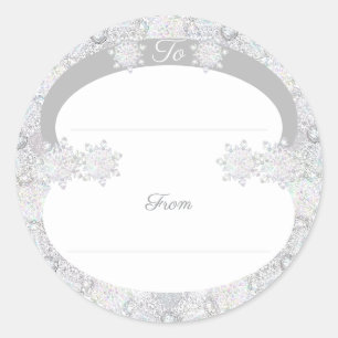Sticker Rond Flacon de neige bleu glace