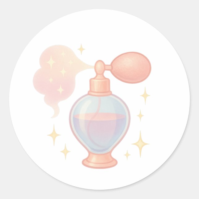 Sticker Rond Flacon de parfum avec brume scintillante (Devant)