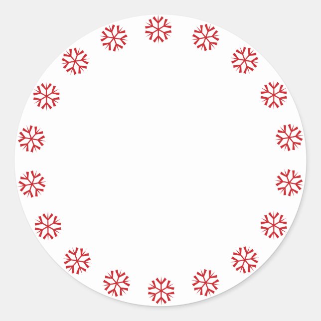 Sticker Rond Flacons de neige rouge blanc mou à la frontière bl (Devant)