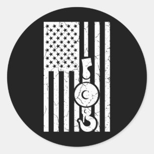 Sticker Rond FLAG AMÉRICAIN US FLAG Grue Opérateur Truck