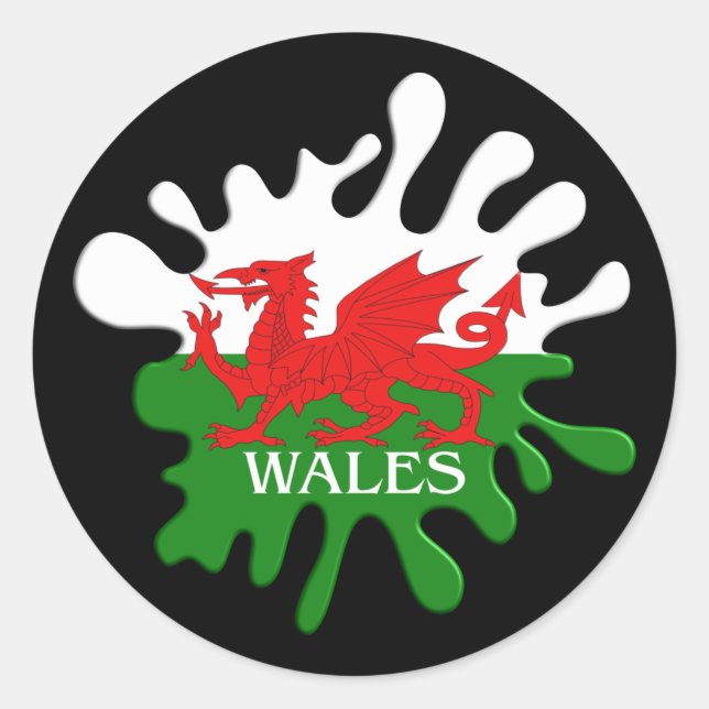 Sticker Rond Flag de Welsh (Devant)