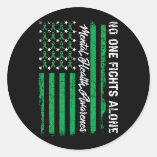 Sticker Rond Flag USA - Vert de sensibilisation à la santé ment