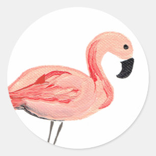 Sticker Rond Flamant rose