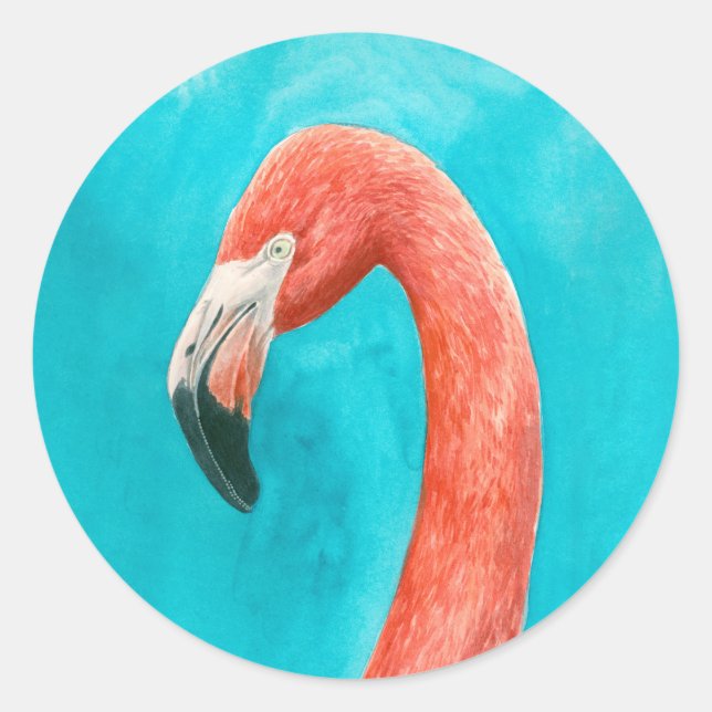 Sticker Rond Flamant rose (Devant)