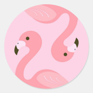 Sticker rond Flamant rose