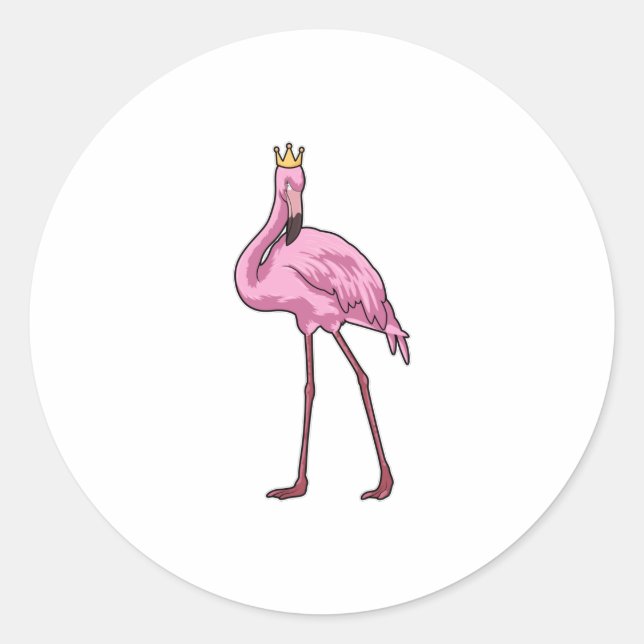 Sticker Rond Flamant rose avec Couronne (Devant)