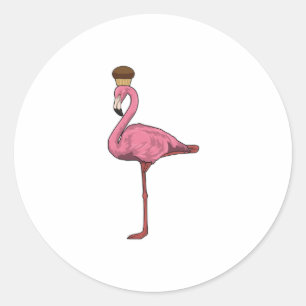 Sticker Rond Flamant rose avec muffin