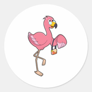 Sticker Rond Flamant rose avec purge