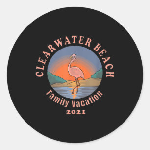 Sticker Rond Flamant rose   Clearwater Beach Flamant rose Vacat