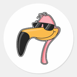 Sticker Rond Flamant rose d'ajustement
