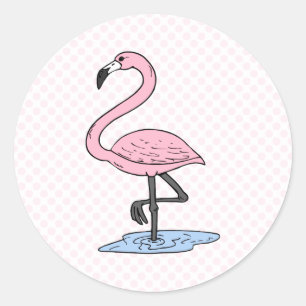 Sticker Rond Flamant rose de foi