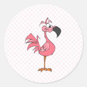 Sticker Rond Flamant rose Fernando