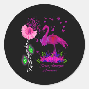 Sticker Rond Flamant rose Foi Espérance Amour Cerveau Aneurie S