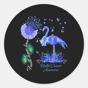 Sticker Rond Flamant rose Foi Espoir Amour Cancer rectal Sensib