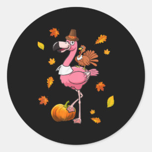 Sticker Rond Flamant rose  Halloween du Flamant rose Thanksgivi