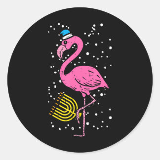 Sticker Rond Flamant rose juif Menorah Oiseau Lover Hanoukka