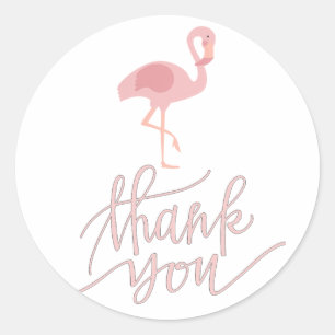 Sticker Rond flamant rose merci