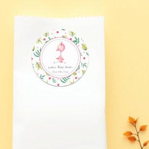 Sticker Rond Flamant rose Party Personnalisé Cute Baby shower