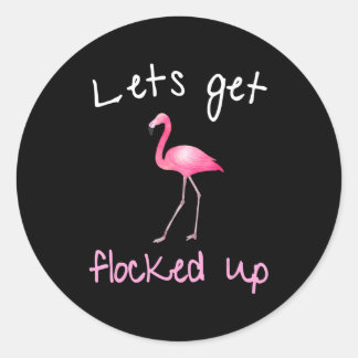 Sticker Rond Flamant rose - Permet d'être débordé