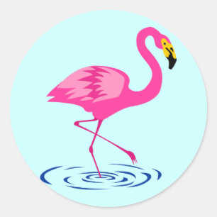Sticker Rond Flamant rose rose
