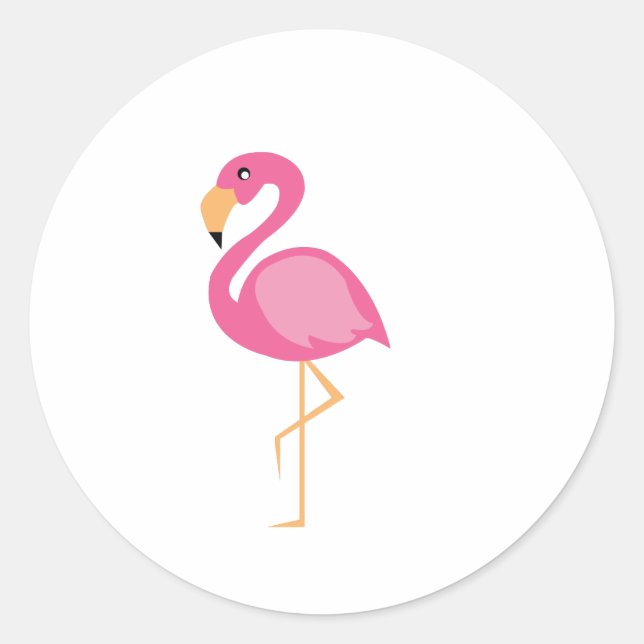 Sticker Rond Flamant rose rose (Devant)