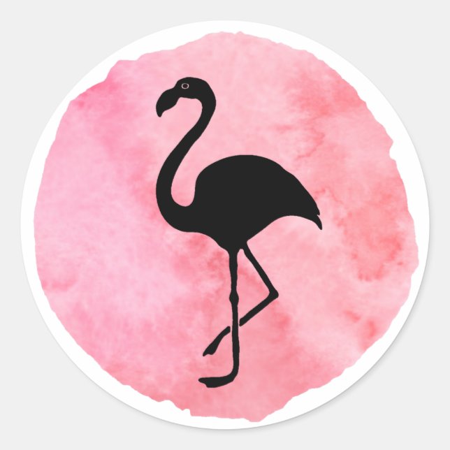 Sticker Rond Flamant rose rose clair (Devant)