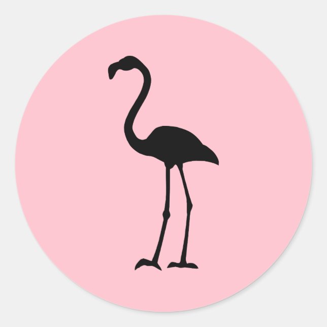 Sticker Rond Flamant rose rose et noir (Devant)