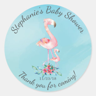 Sticker Rond Flamant rose rose Maman Baby shower Favoriser Stic