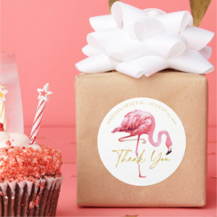 Sticker Rond Flamant rose tropical Sweet 16 Merci ID922