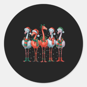 Sticker Rond Flamants Nk Drôles Joyeux Arbre de Noël Xmas Floco