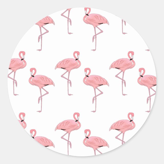 Sticker Rond Flamants roses roses Thème de plage côtière tropic (Devant)
