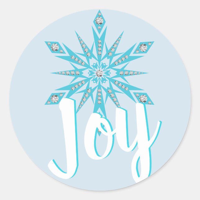 Sticker Rond Flambeau bleu clair JOIE Fête Noël (Devant)
