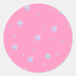 Sticker Rond Flambeaux d'hiver roses